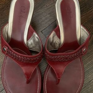 Cole Haan Red Leather Wedge Sandal, Sz 8